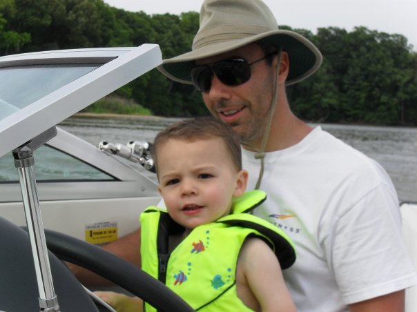 cruising on boat with dad