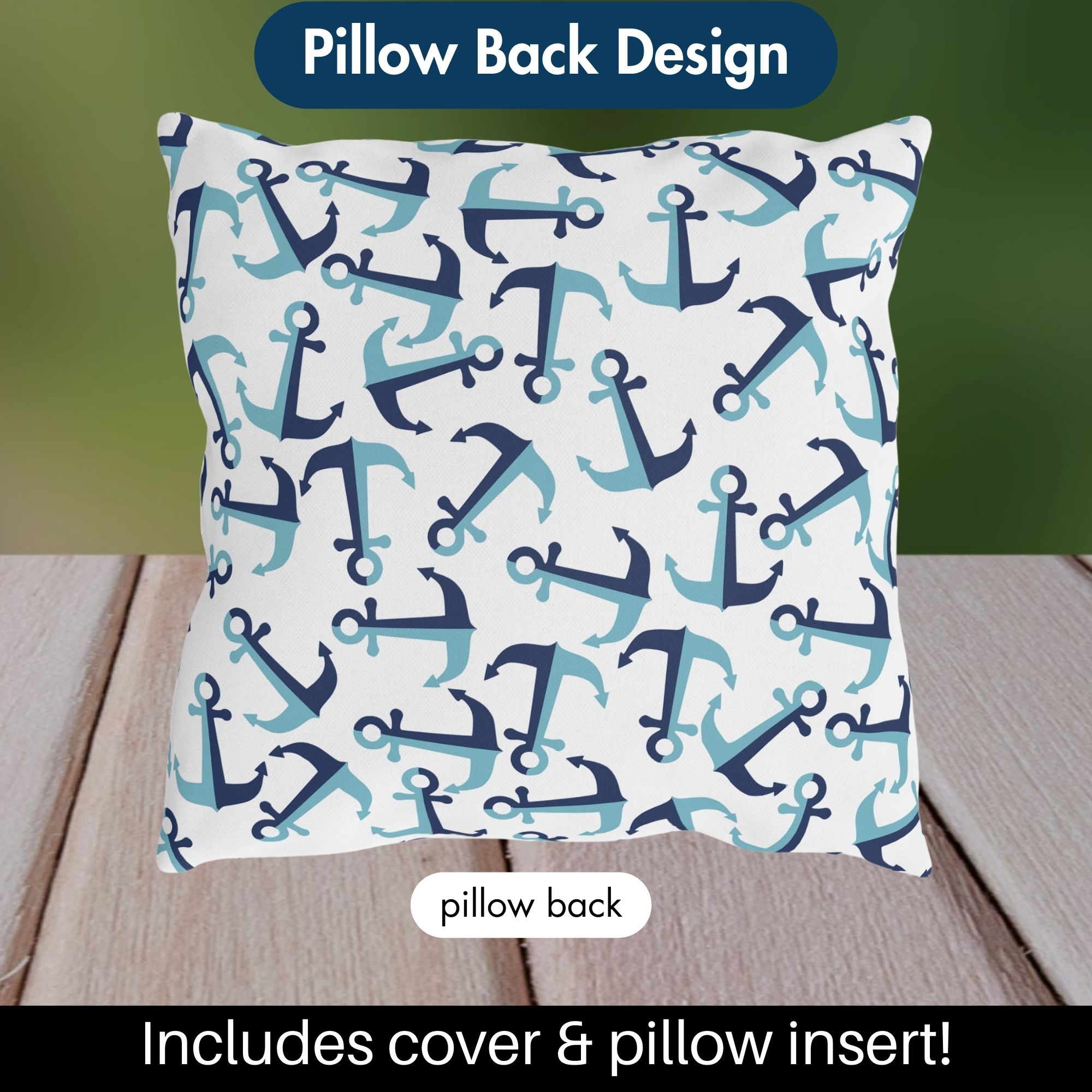 Outdoor Coastal Anchor Pillow with Boat Name Coordinates Boater Kids
