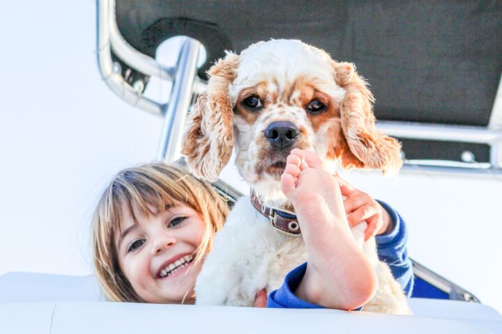 boat kids dog